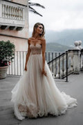 Vestidos de Novia de Tul Escote Corazón Minimalistas