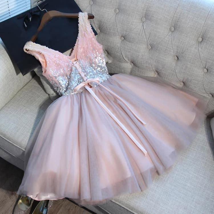 Vestido de tul sexy de regreso a casa, vestido corto de fiesta con corte en A