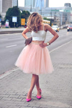 Zweiteiliges Tüll-Spaghettiträger-Trägerloses Homecoming-Kleid