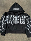Unique Letter Print Retro Street Zip Hoodie