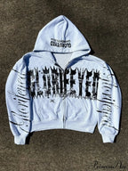 Unique Letter Print Retro Street Zip Hoodie