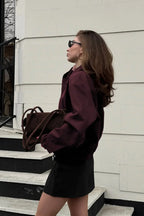 Vintage Burgundy Suede Utility Jacket