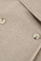 Vintage Khaki Double Breasted Thickened Wool Blend Coat
