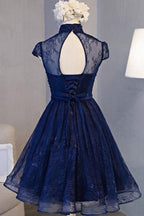 Vestido de fiesta de regreso a casa vintage con mangas casquillo
