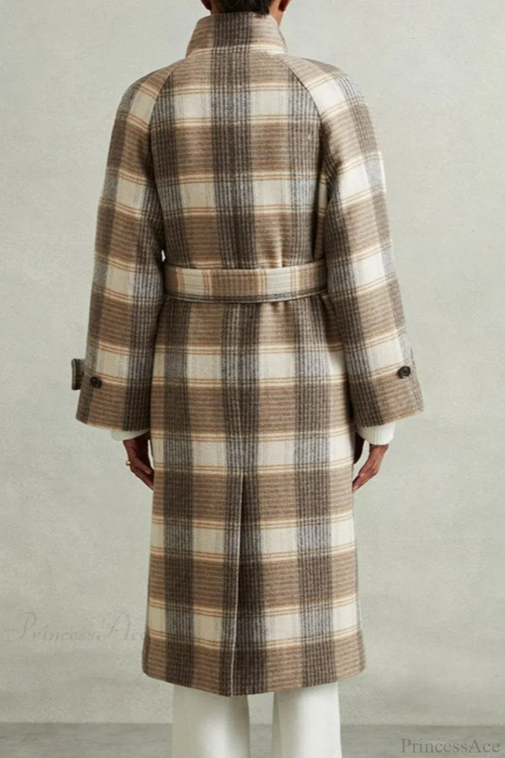 Vintage Plaid Belted Wool Coat
