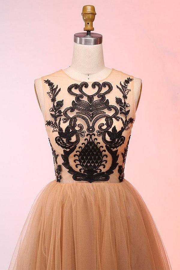 Vintage Short Tulle Appliques Homecoming Dress Short Prom Dress