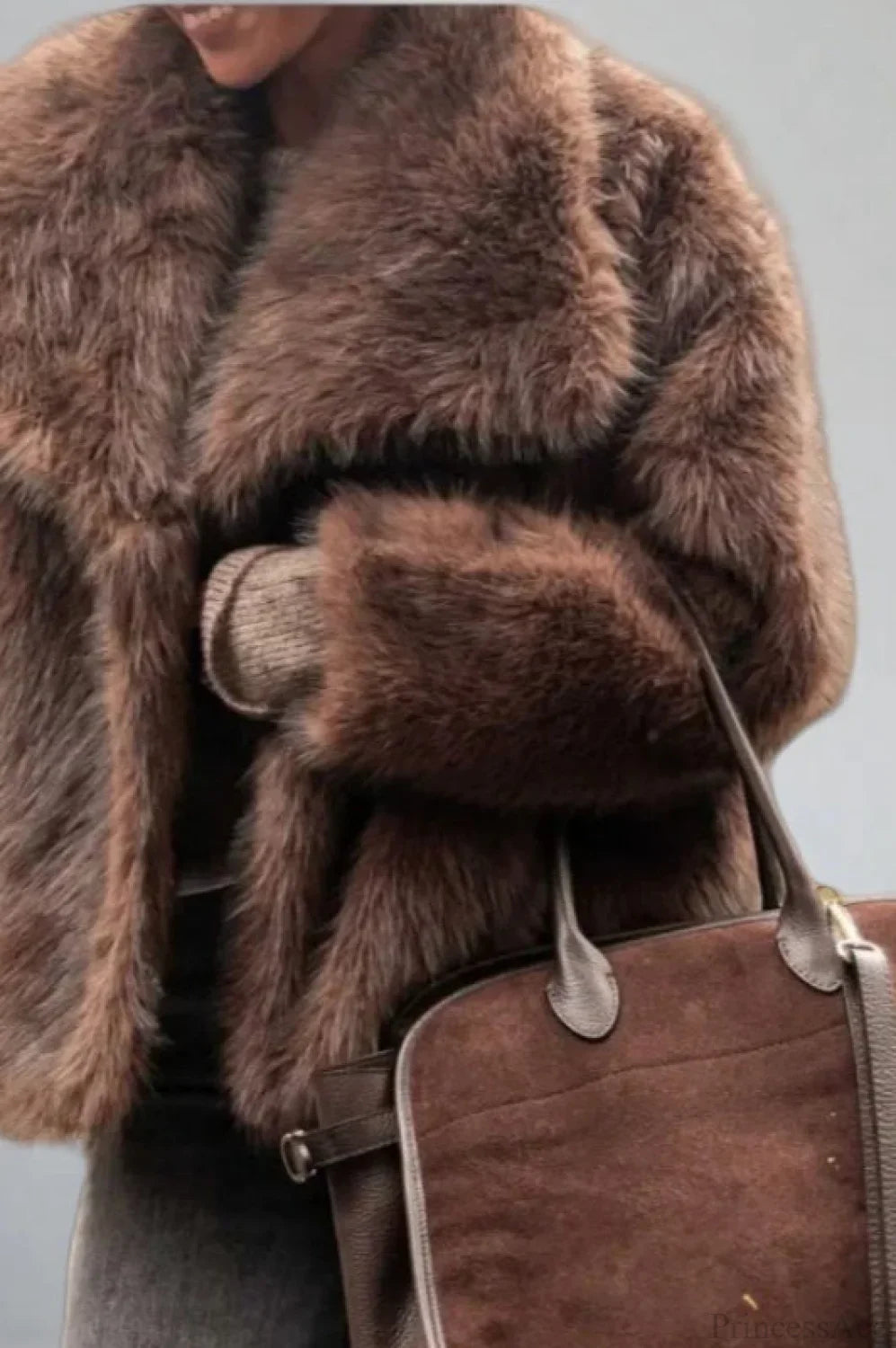 Vintage Solid Color Faux Fur Minimalist Coat
