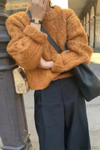 Vintage Thick Yarn Cable Loose Crew Neck Sweater