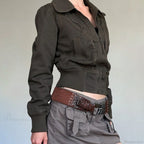 Vintage Utility Zip Slim Fit Pocket Jacket