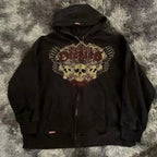 Vintage Y2K Gothic Printed Zipper Hoodie