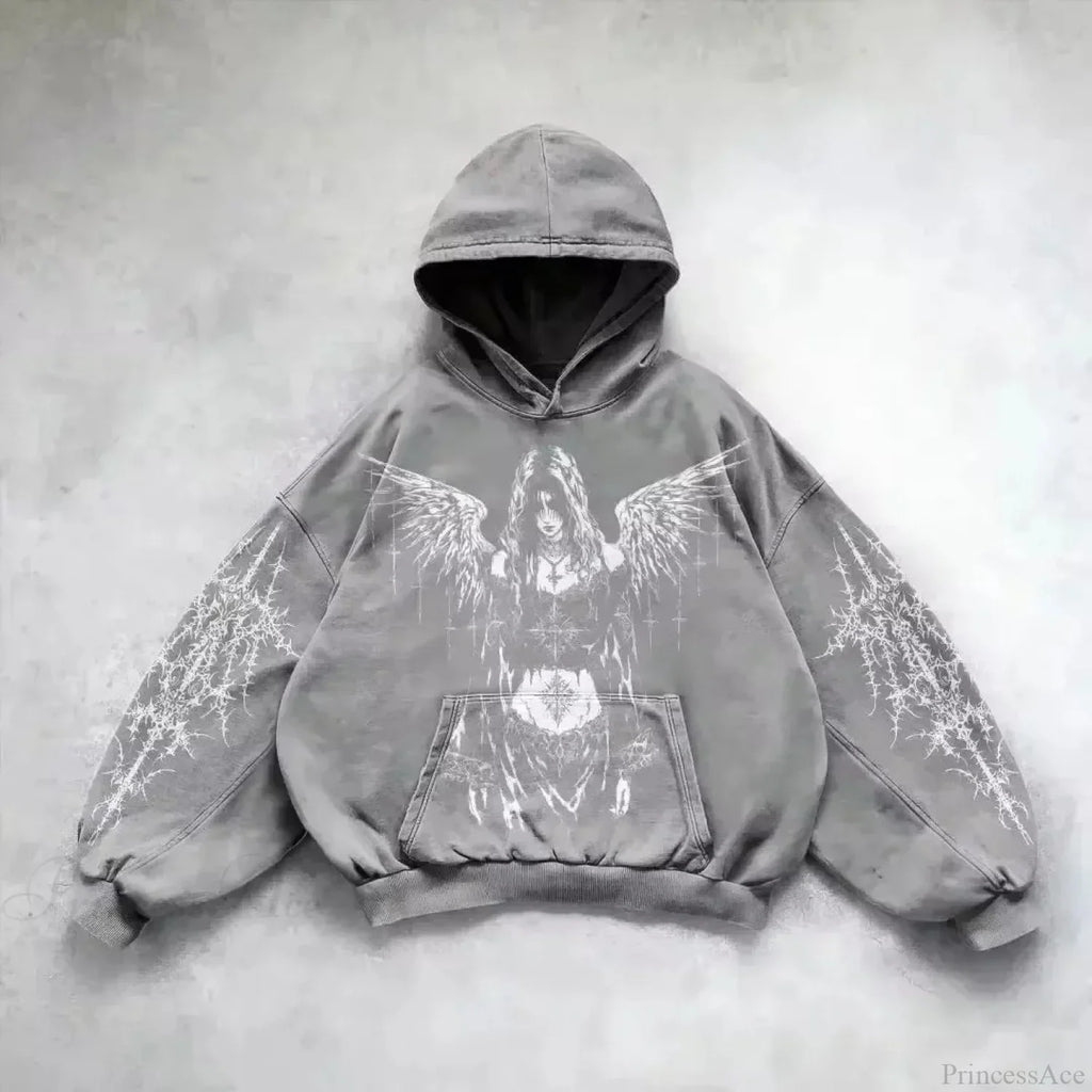 Vintage Y2K Gothic Printed Zipper Hoodie