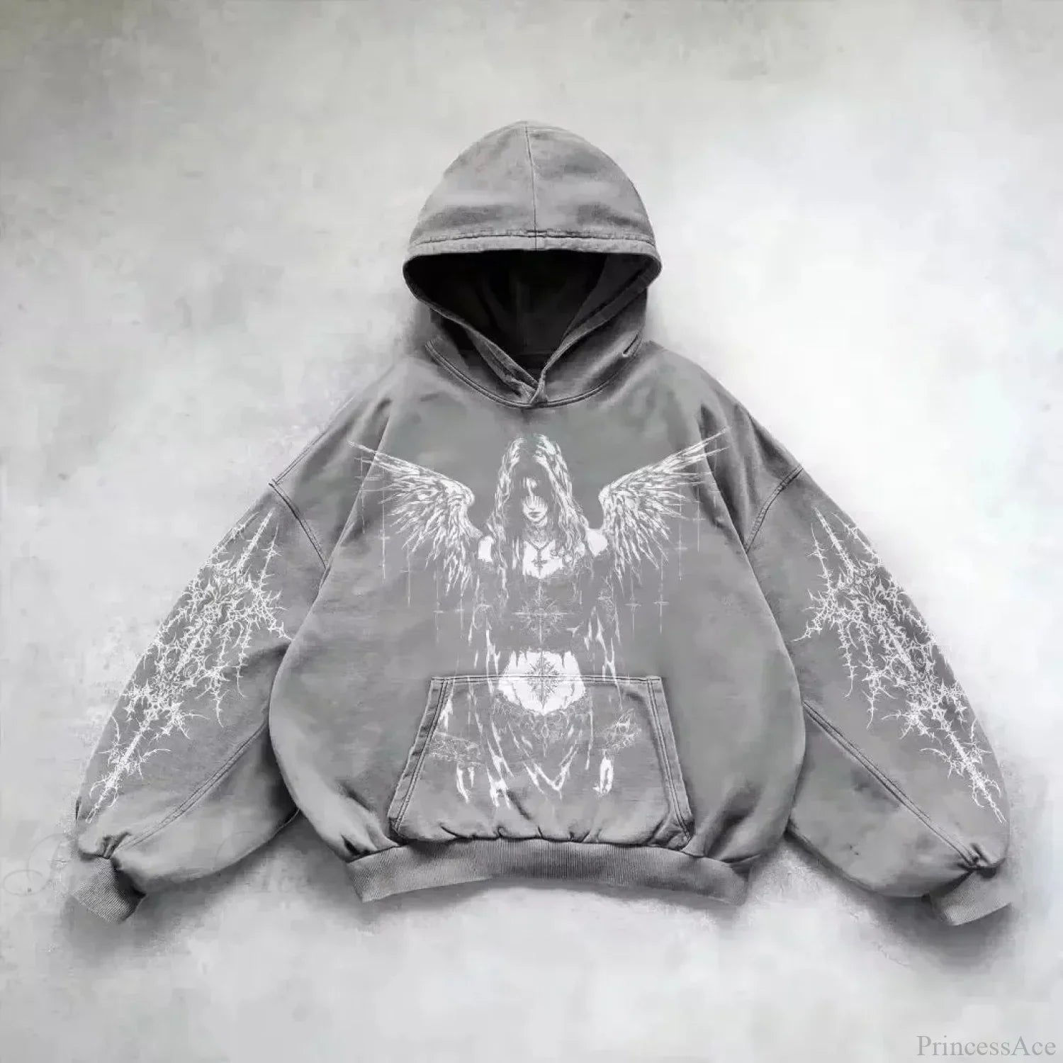 Vintage Y2K Gothic Printed Zipper Hoodie