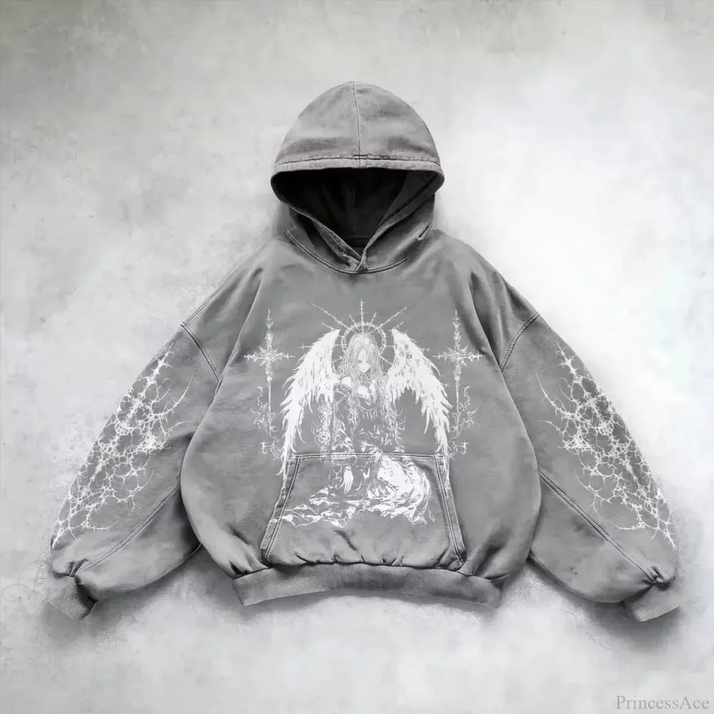Vintage Y2K Gothic Printed Zipper Hoodie