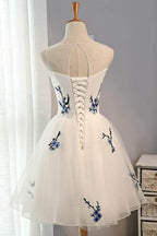 A-line Tulle Short Prom Dress White Homecoming Dress