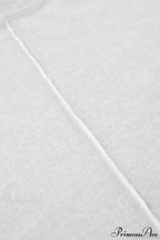 White Crew Neck Knit Panel Long Sleeve Tee