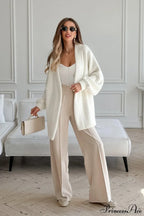 White Faux Fur Thickened Midi Elegant Coat