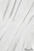 White Pleated Waist Slim Blouse