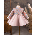 Niedliches Baby-Mädchen-Kleidchen mit Puffärmeln, bedruckt, ideal für Erstkommunion, Geburtstagsfeier und Prinzessinnen-Look 