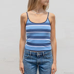 Y2K Cute Contrast Trim Spaghetti Strap Vintage Aesthetic Cottage Crop Top