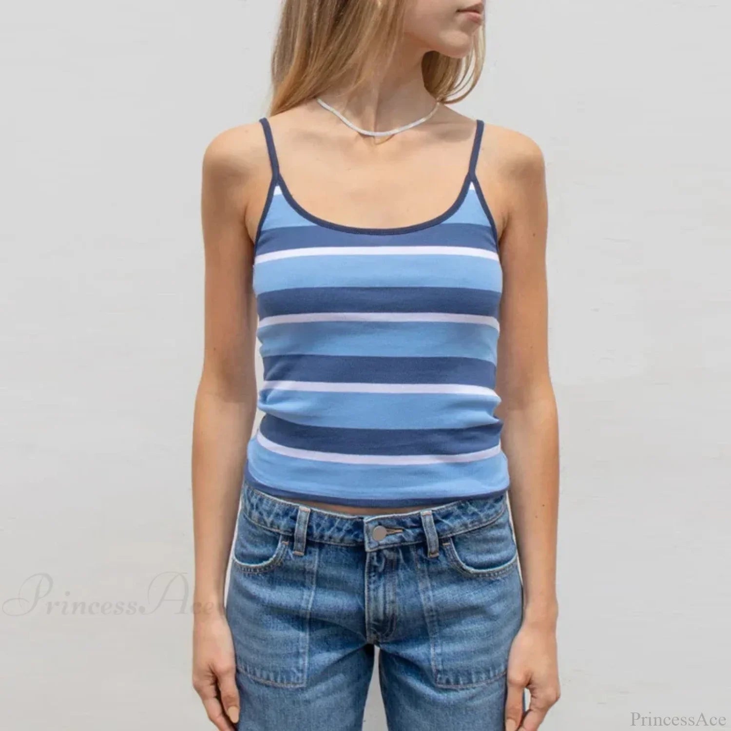 Y2K Cute Contrast Trim Spaghetti Strap Vintage Aesthetic Cottage Crop Top