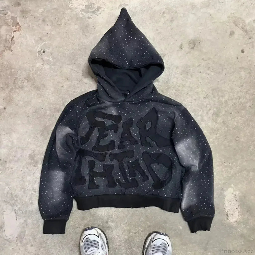 Y2K Gothic Skull Design Hoodie
