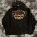 Y2K Gothic Skull Design Hoodie