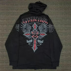 Y2K Gothic Skull Design Hoodie