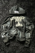 Y2K Hip-Hop 3D Letter Print  Loose Zip Hoodie