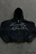 Y2K Street Dark Zip Stylish Hoodie